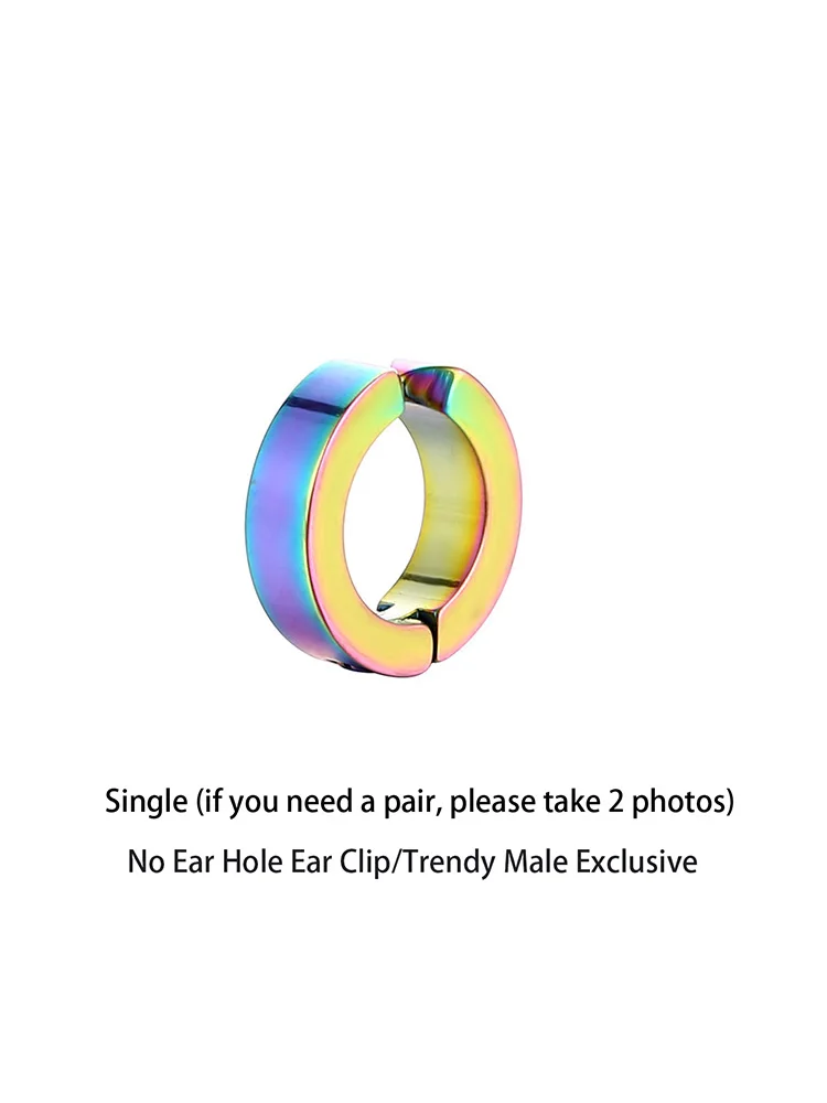 Titanium steel ear clips for men, no fading, no ear holes, simple, versatile, high-end, retro accessories, women's trendy classi