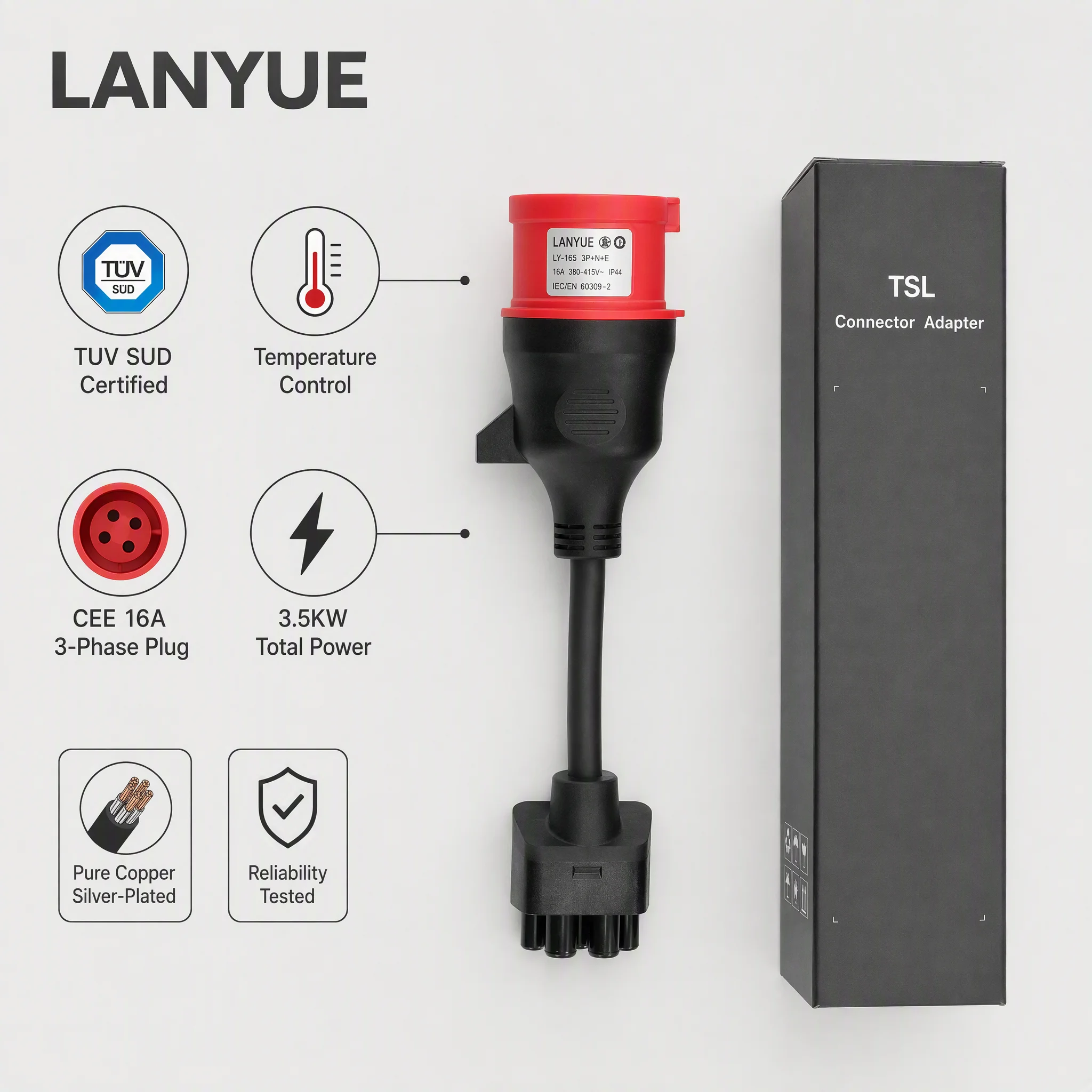 Model S,3,X,Y Gen 2 Ev Charger Universal Mobile Connector 32A 440V Red Adapter 5pin Red CEE Adapte