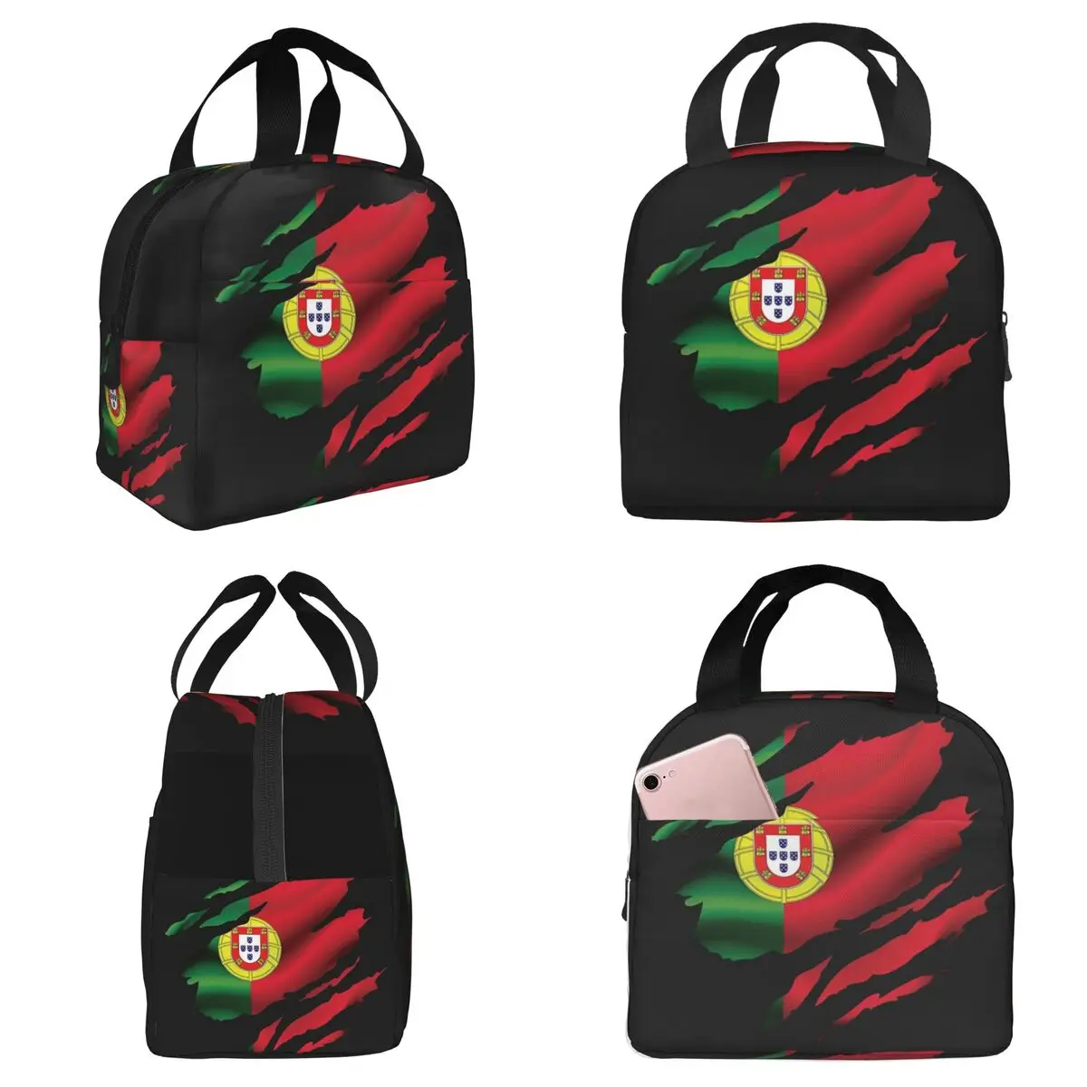 

Изолированная сумка для обеда с флагом Португалии для детей, школьная термосумка для еды, портативный контейнер для обедов