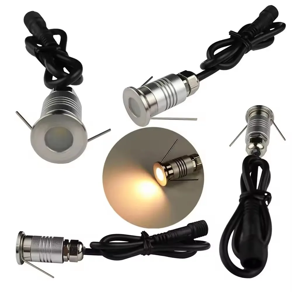 4 szt. Lampka ogrodowa LED 12V na taras IP67 podziemne lampy na zewnątrz 1W Mini reflektor Led lampa wbudowana oświetlenie schodów