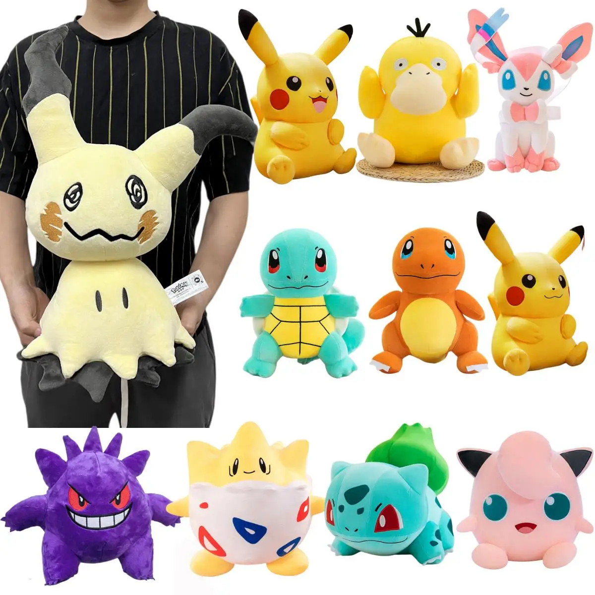 Original Anime Pokemon Plüsch Charmander Squirtle Pikachu Plüsch Bulbasaur Stofftier Spielzeug Peluche Pokemon Puppe Geschenk für Kinder