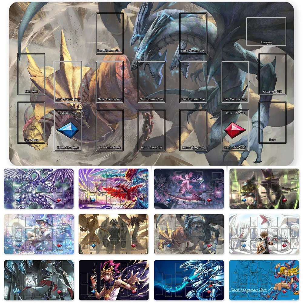 

HOT OCG Playmat Blue-eyes Ultimate Dragon Dark Magician Duel Monsters Playmats Compatible for YuGiOh TCG + Free Bag - ygo (55)