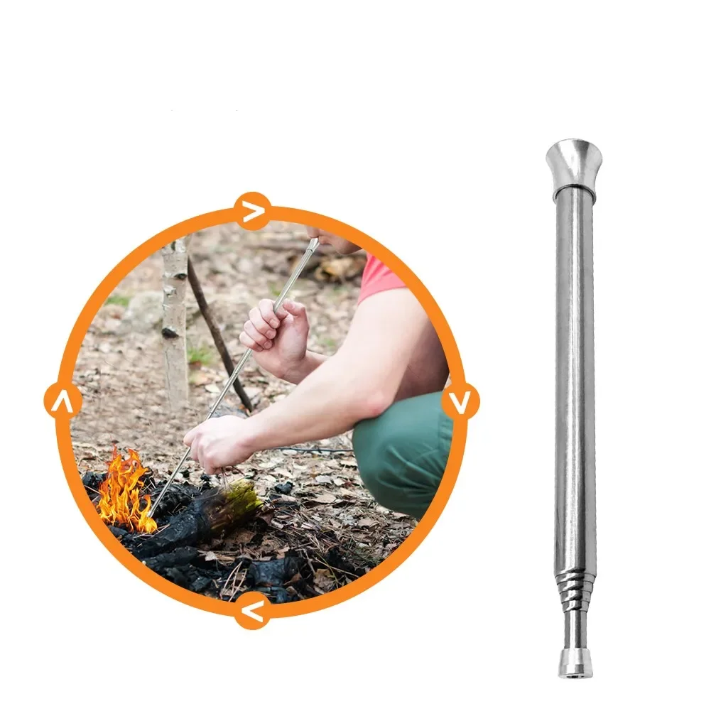 Outdoor Blow Fire Tube Blowpipe Collapsible High Effective Garden Camping Equipment Blowing Fire Stick Portable Survival Tools