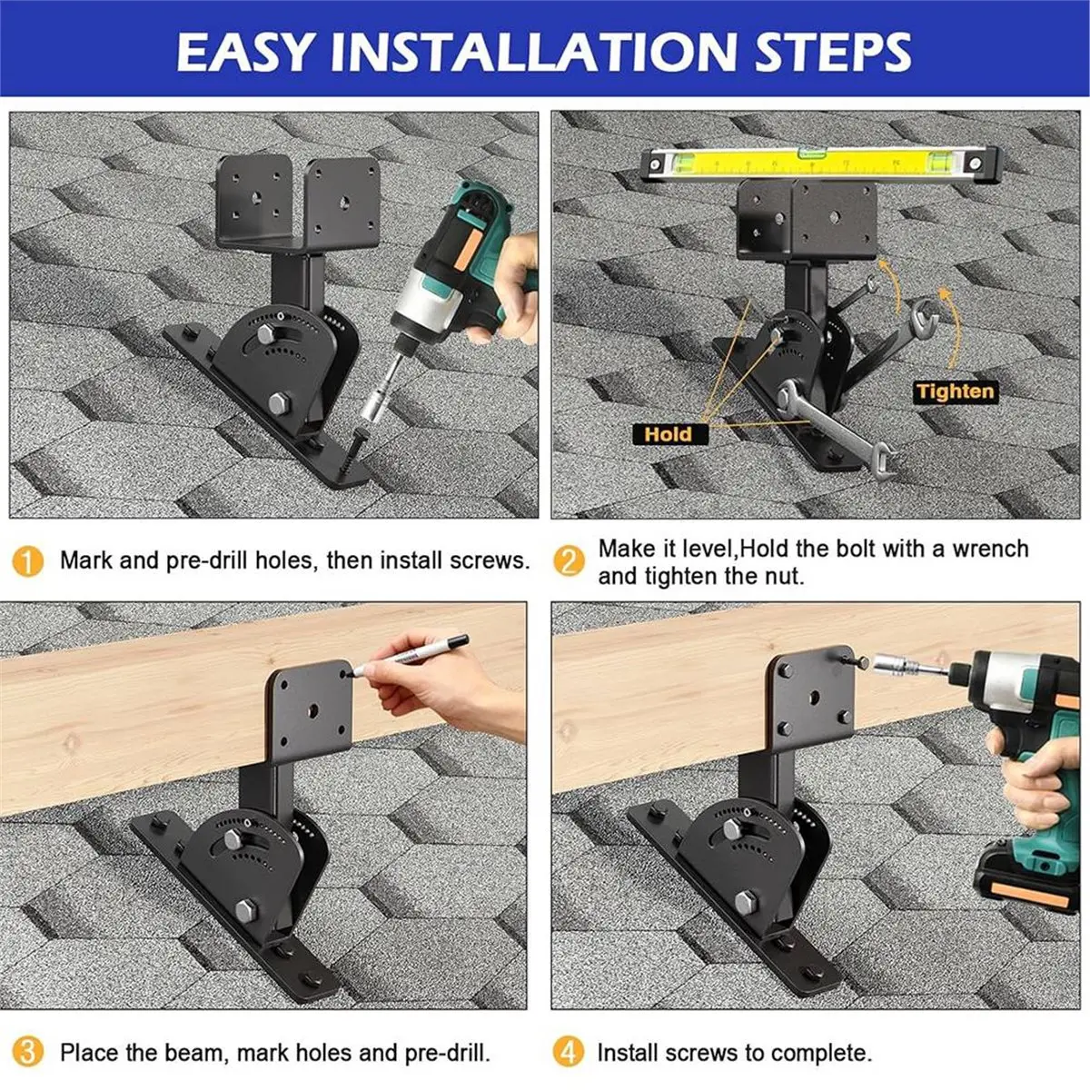 A78I Heavy Duty Pergola Roof Riser Brackets Adjustable Angle Patio Roof Riser Brackets for Wood Patio Cover Gazebo