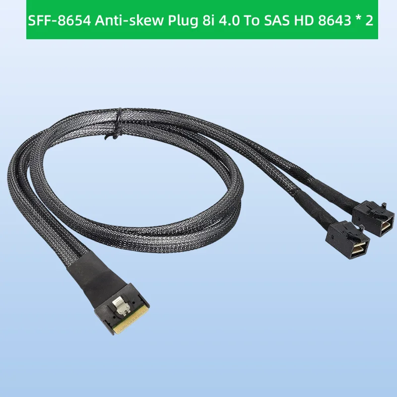 ADT-Link MINI Slim SAS SFF-8654 Anti-skew Plug 8i 4.0 To SAS HD 8643 * 2 Server Extension Cable Length Optional 0.5M 0.8M 1M