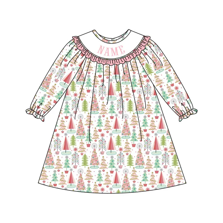 Ropa Baby Girl And Baby Boy New Cotton Customizable Name Styles Presale Models Christmas Tree Printing Romper Sets Clothes