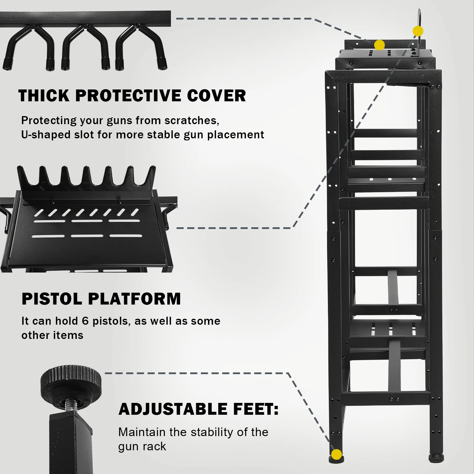 VOTAGOO Multi-Functional Vertical Gun Rack Easy to Install for Multiple Rifles Pistols Storage Display Stand image 6