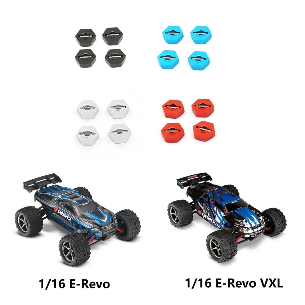 車の金属ホイールハブ,車のアップグレード部品,ピン付き六角ハブ,traxxas 1/16スラッシュ,4wd,e-revo,vxl,サミット,vxl,12mm, 4個