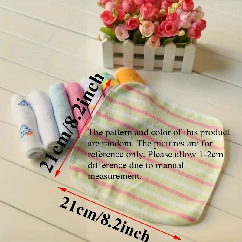 RANDOM 8PCS Baby Washcloths Set Soft Absorbent Organic Cotton Washable Saliva Towel Face Wipes Newborn Bath Kids Face Towel