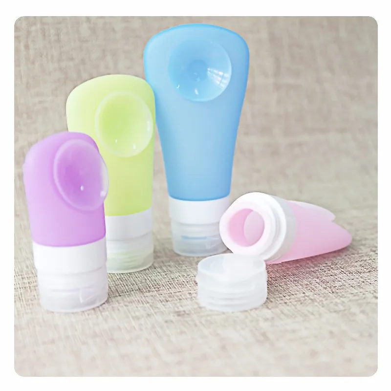 38/60/90ml Silicone Travel Bottle for Toiletries Lotion Shampoo Cosmetic Portable Refillable Bottles with Sucker Empty Container