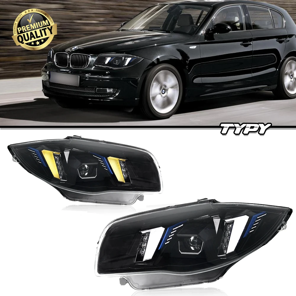 

Автомобильные фары для BMW 1 SERIES E87, светодиодные фары 2004-2011, двойные светодиодные дневные ходовые огни, фары дальнего света, модифицированная часть