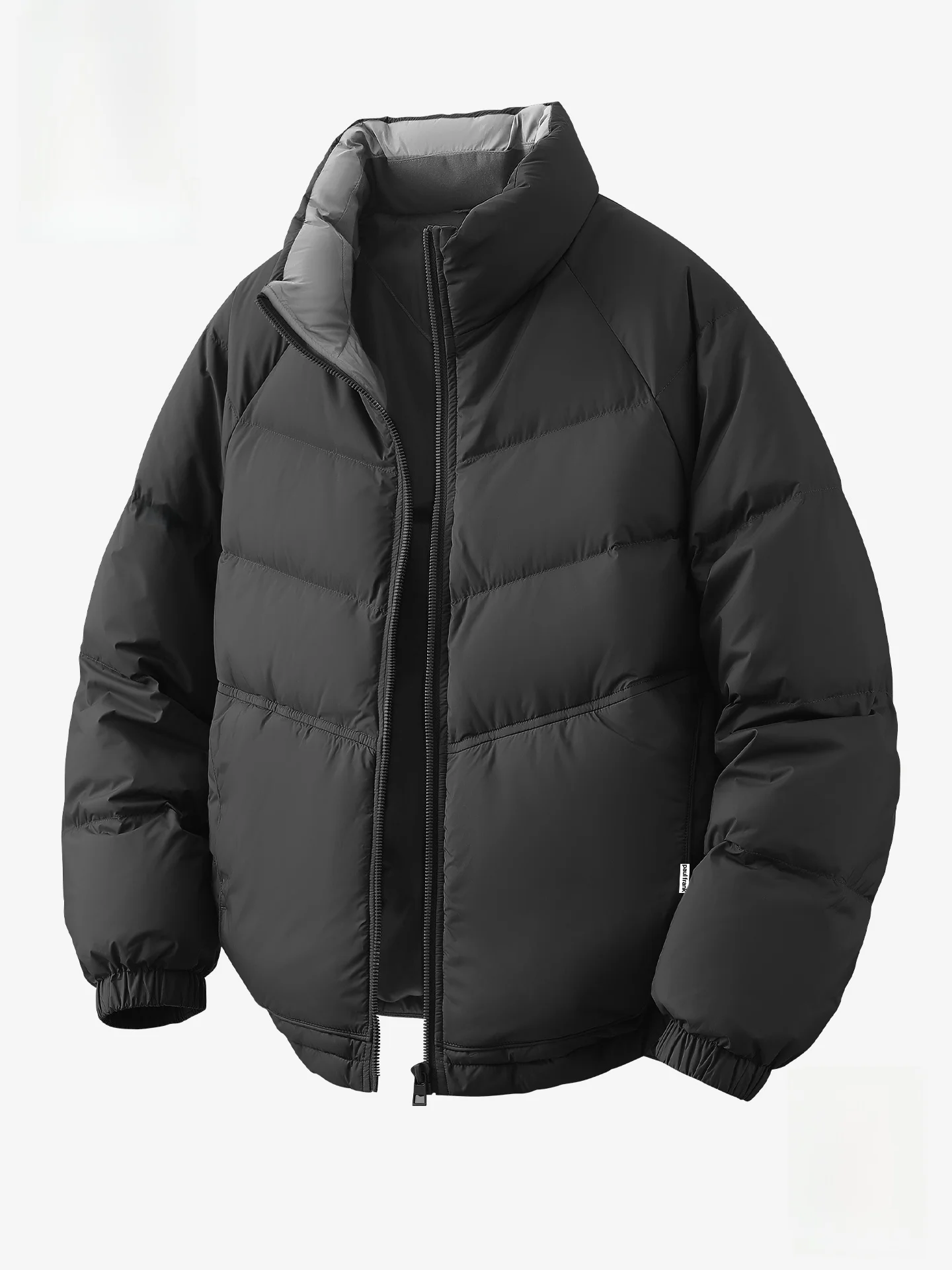 

Winter Men's down Jaet Stand Collar Bread Sle Du Feather Warm Thiened Coat Polyester Fiber Long Sve Zipper