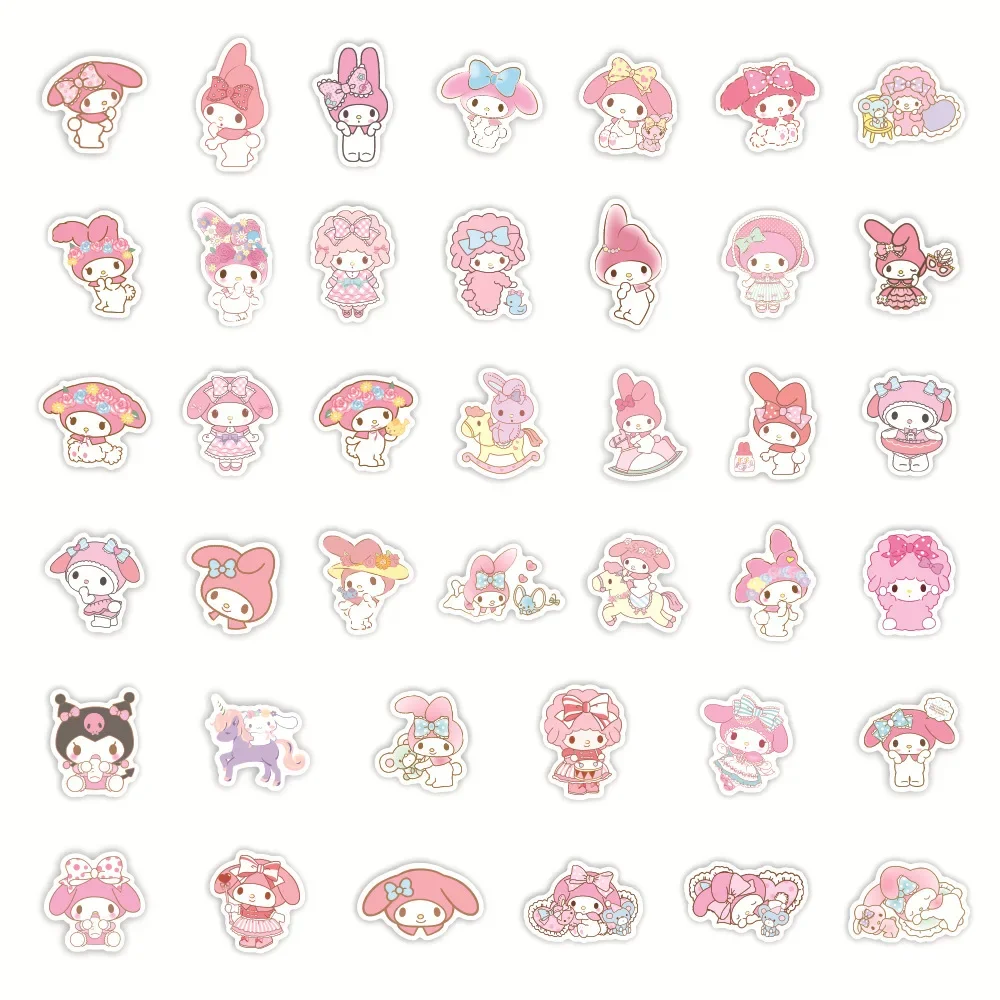 40 قطعة من ملصقات Kawaii My Melody Anime ملصقات الكمبيوتر المحمول والجيتار والدراجات النارية والهاتف والأمتعة والسيارة ملصق كرتوني ذاتي الصنع للعب الأطفال