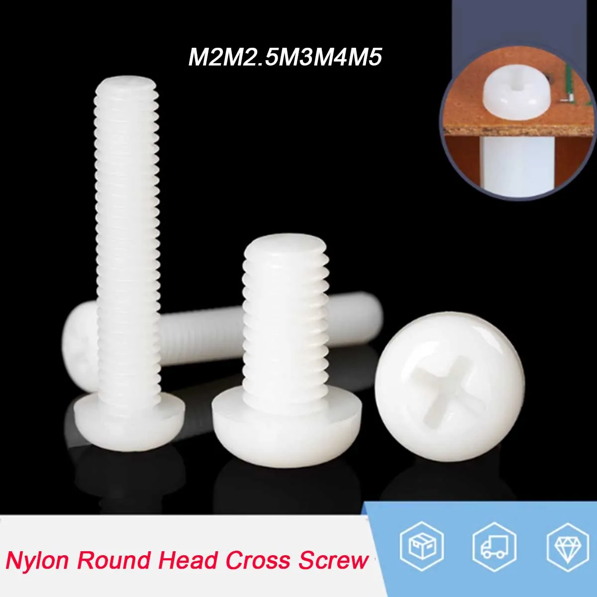 Small Bolt M2M2.5M3M4M5 Insulated Nylon Plastic Round Head Cross Screw