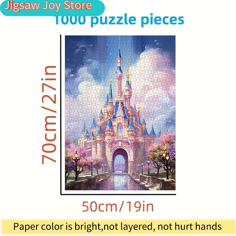 ชุดตัวต่อกระดาษขนาดใหญ่ธีมปราสาทดิสนีย์ - ไม่มีกรอบ สำหรับตกแต่งบ้านและเกมเสริมสร้างการเรียนรู้แบบอินเทอร์แอคทีฟ ขนาด 50 ซม.*70 ซม./19.7 นิ้ว