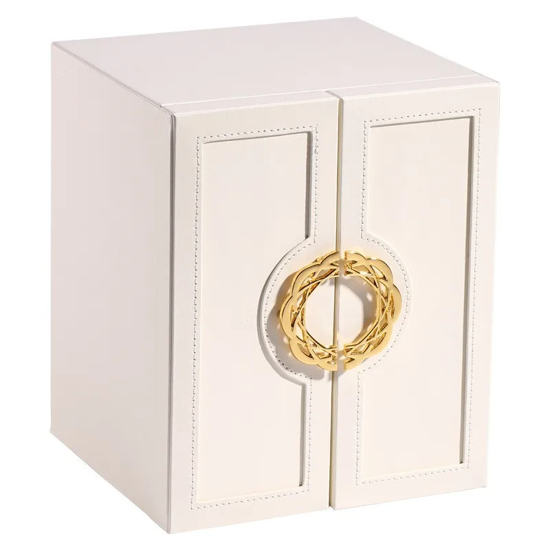 

Hxl Large Capacity Jewelry Storage Box Multi-Layer Double Door Leather Jewelry Box