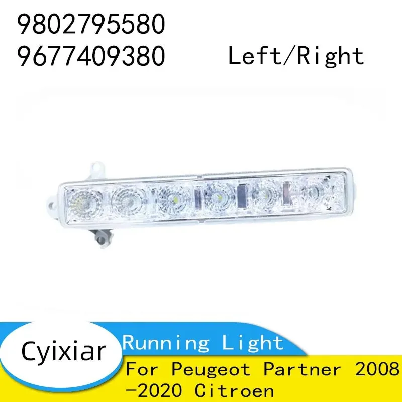 

1pc 6LED DRL Car Daytime Running Light for Peugeot Partner 2008-2020 Citroen 9802795580 9677409380 814300H010 045448