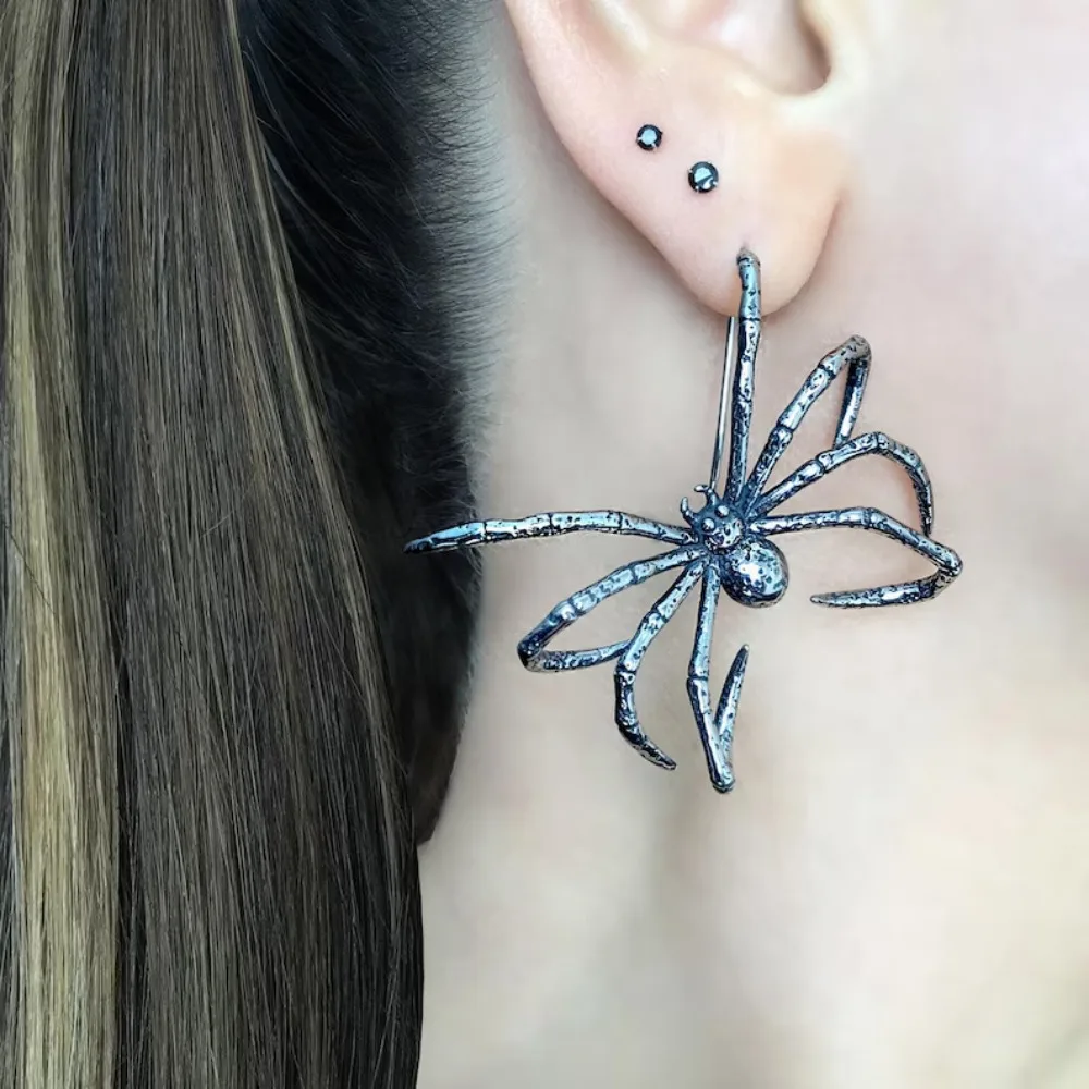 New Gothic Spider Pendant Earrings European and American Personality Creative Women's Dark Earring Halloween Jewelry Accessory view 2
