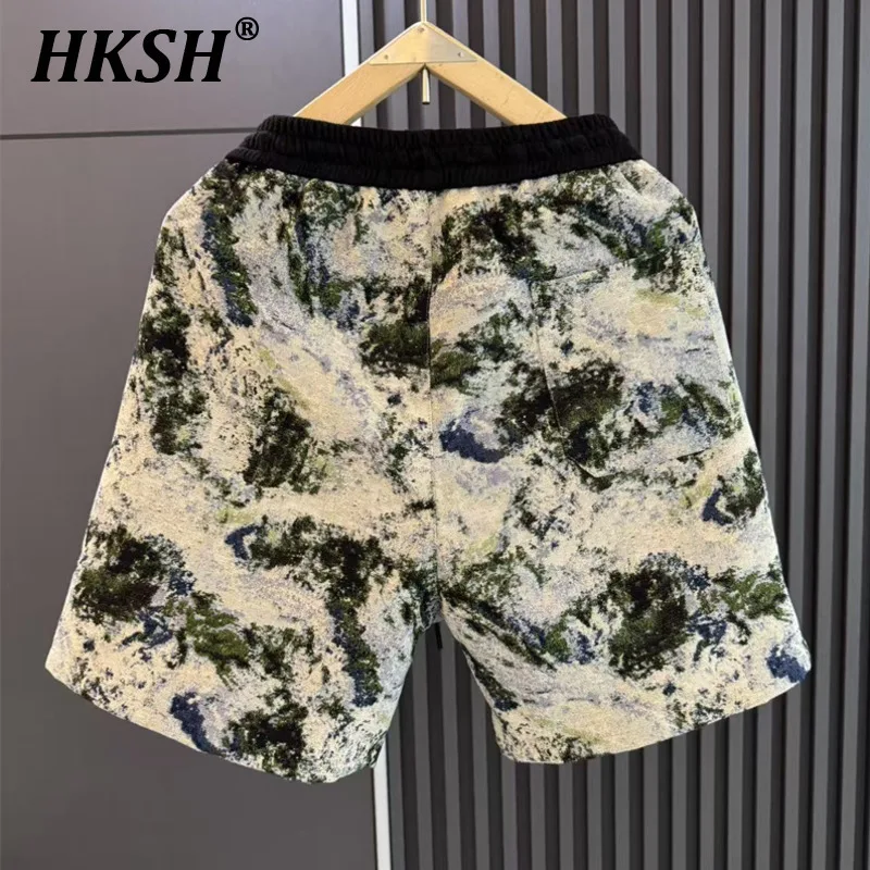 HKSH Black Truffle Jacquard Summer New Man Tide Linen Quick Drying Breathable Shorts Casual Versatile Sports Beach Capris HK4749