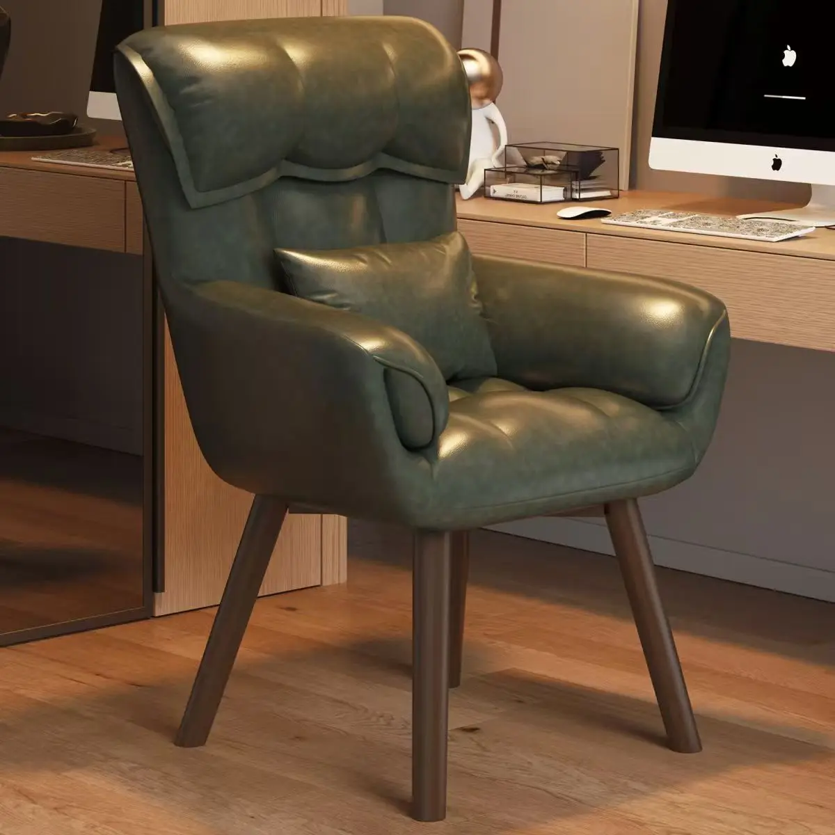 Rotating Makeup Chair with Backrest Vintage Home Office Seat Comfortable Nail Stool