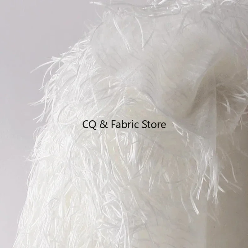 깃털 프린지 자카드 원단 패션 디자이너 수제 DIY 액세서리 야드 단위 판매