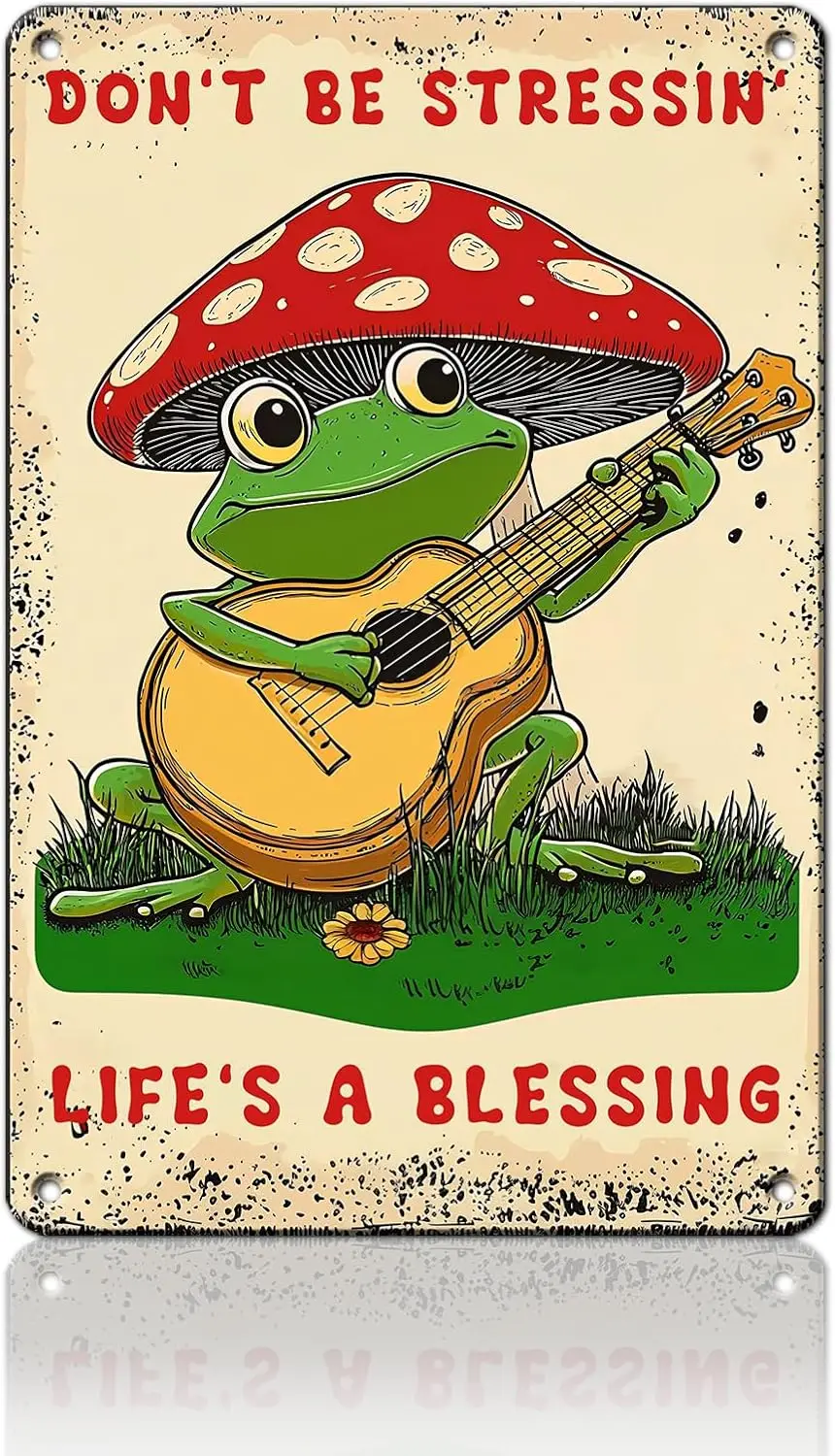 Inspirierende Zitate Vintage Blechschild: „Don't Be Stressing, Life Is a Blessing“ Metallschild für Wandkunst-Dekoration, Zuhause, Café, Bar