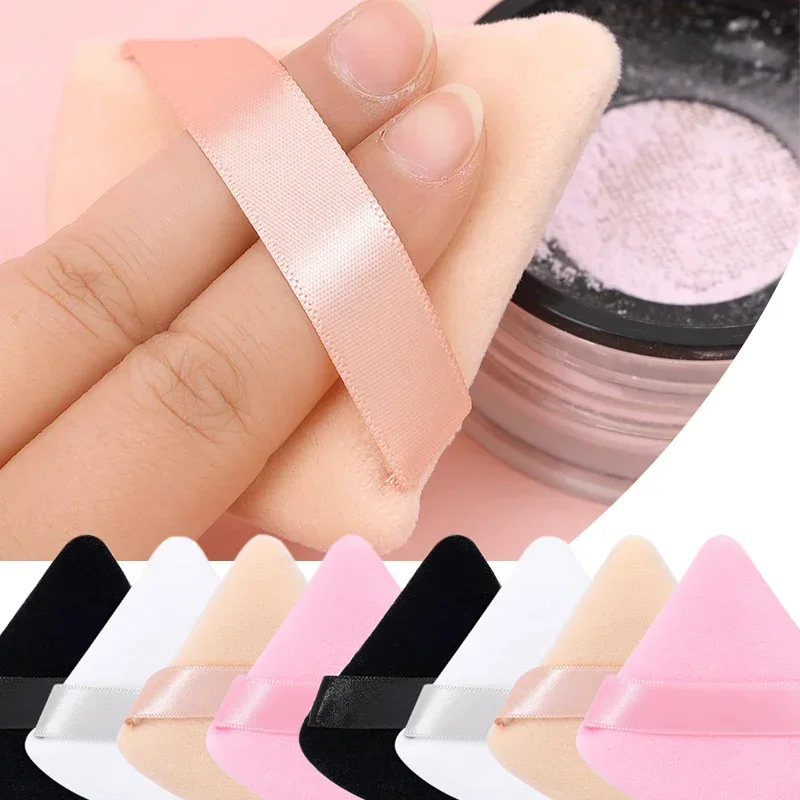 1-20pcs Short Plush Triangle Makeup Puffs Triangle Velvet Washable Powder Puff Cosmetics Eye Beauty Makeup Tool Reusable Sponge