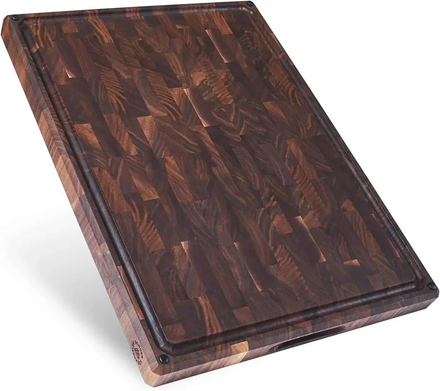 Los Angeles, Made in USA, Large Thick End Grain Walnut Wood Cutting Board with Non-Slip Feet