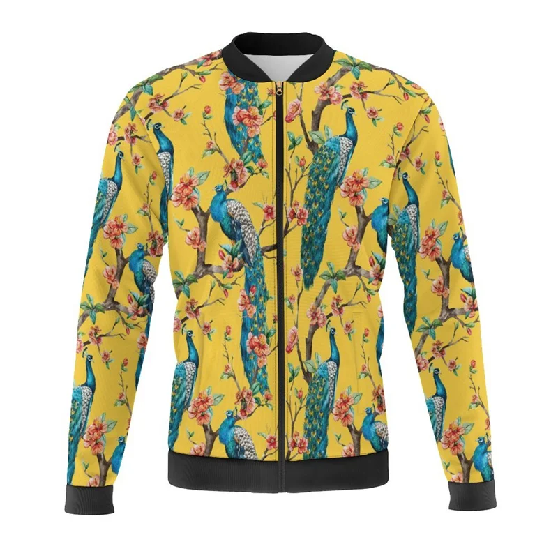 Peacocks Paisley Graphic 3d Printed Jackets Men Bomber Jacket Harajuku Luxury Zipper Coat Kid Street Tracksuits Male Outerwear