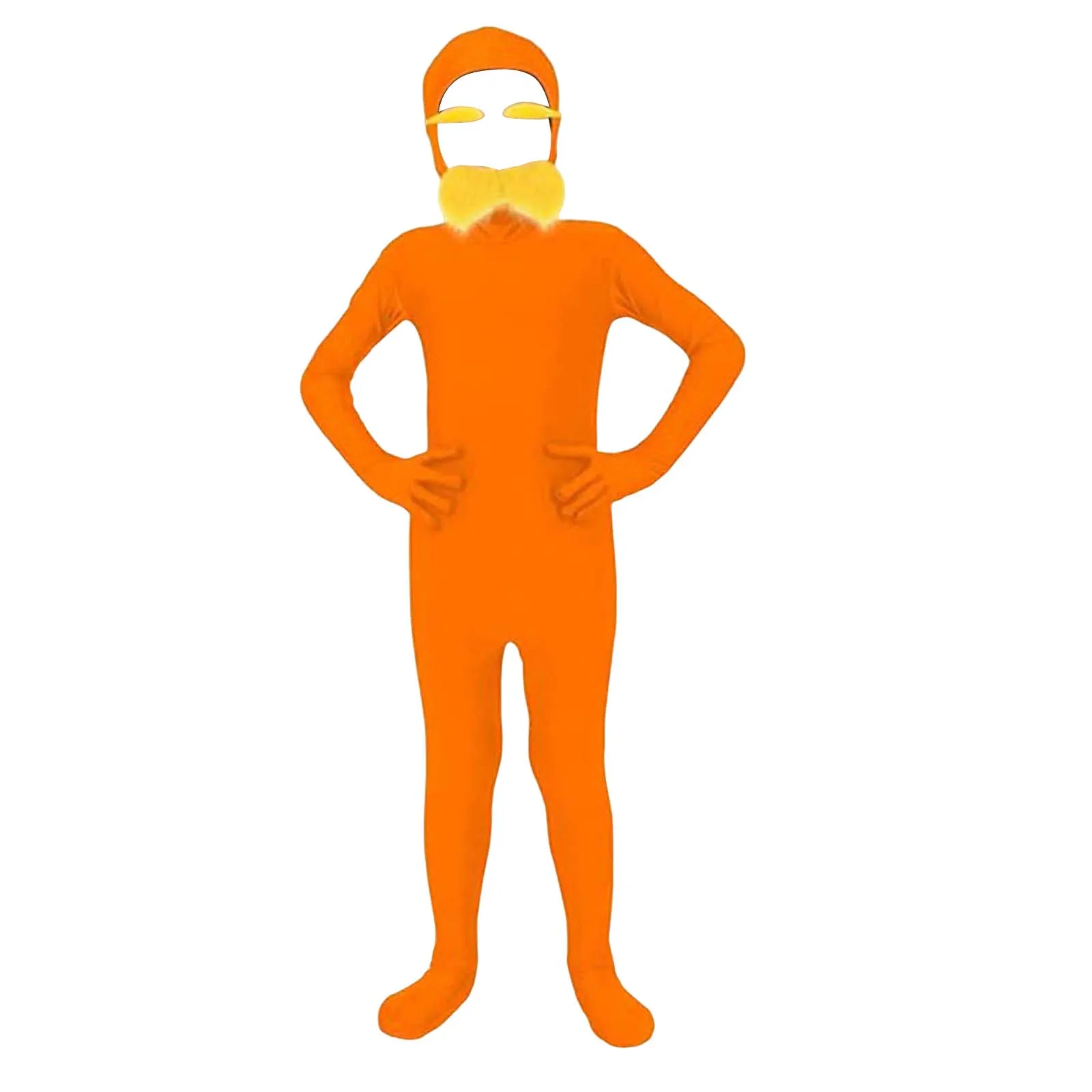 

Anime Costumes Orange Jumpsuit Costume 2025 Orange Bodysuit Adult Mustache And Eyebrows Jumpsuit Full Body Cosplay Robe Women