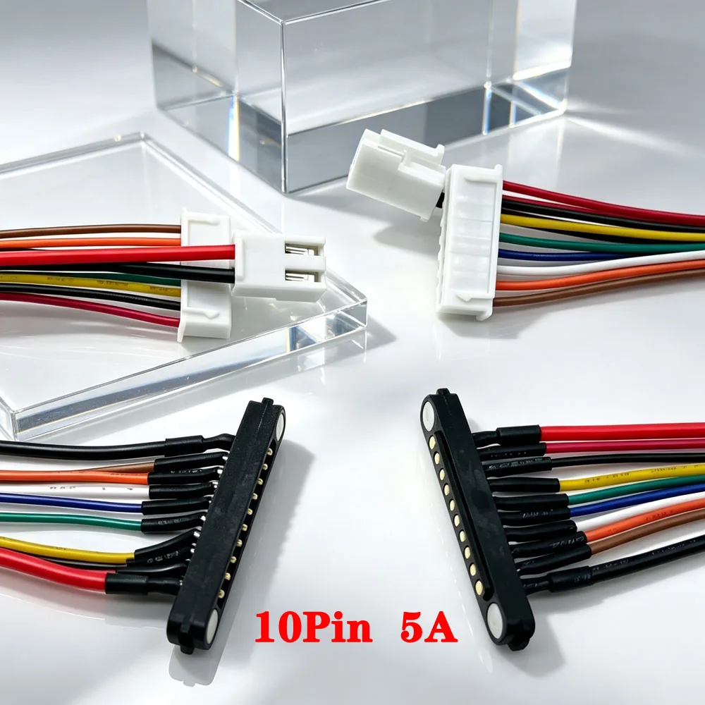 4Sets 5A 36V High Current DC Magnetic Pogo Pin Connector 10 Pole Male Female Pitch 4.0MM 2.54MM DC Power Charging