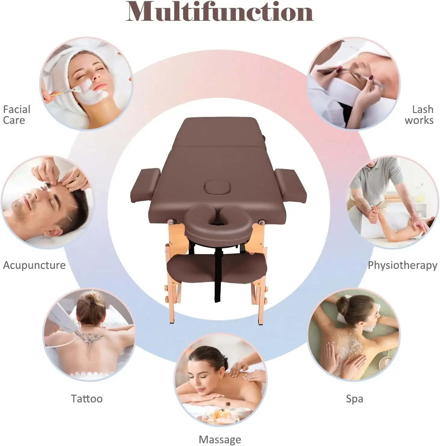 Massage Table Portable Wide Massage Bed 84 Inches Spa Bed 2 Fold Table 9 Height Adjustable Carry Case Salon Bed Face Cradle