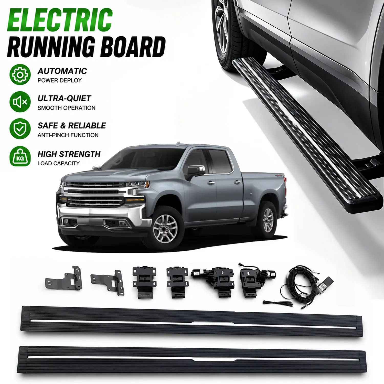 Fits for 2017-2022 Chevrolet Colorado Deployable Power Electric Running Boards, Aluminum Retractable Side Step Nerf Bars