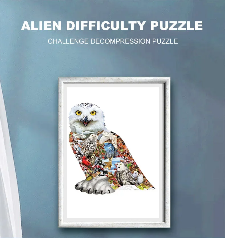 ตัวต่อจิ๊กซอว์รูปสัตว์ทำจากไม้สำหรับผู้ใหญ่ตัวต่อรูปนกฮูกสำหรับเป็นของขวัญในวันหยุดแบบ DIY ของเล่นเพื่อการศึกษาสำหรับเด็ก