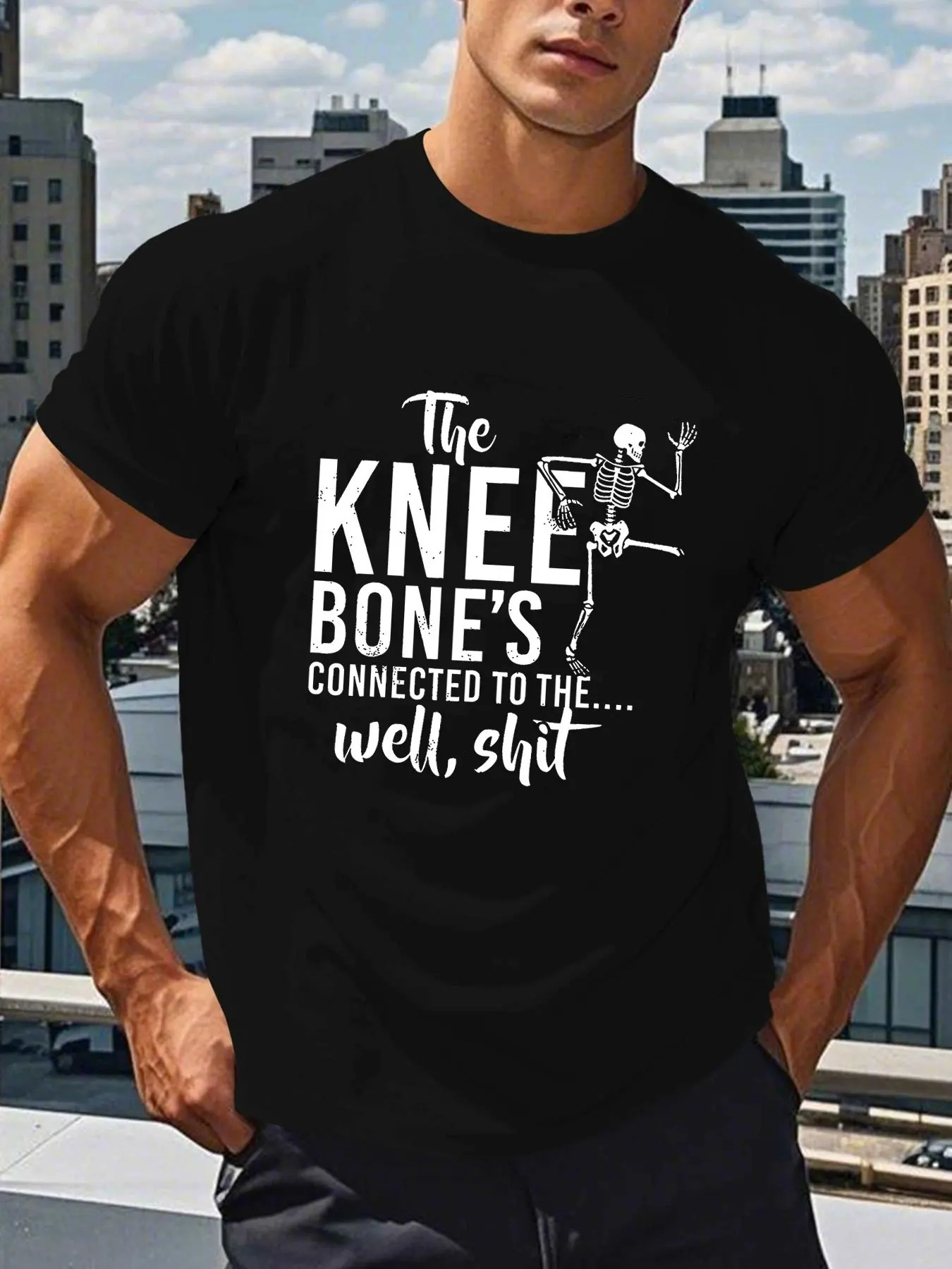 

Мужские футболки Daily Gym повседневные топы Y2k мужские летние 100% хлопок The Knee Bones с принтом футболки с короткими рукавами и графикой