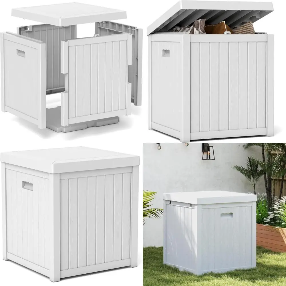 

Водонепроницаемая коробка для улицы, емкость 51 галлонов, белая, для хранения патио, сада, бассейна и террасы