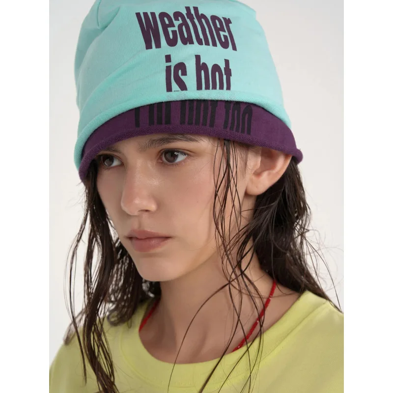 2026 American Retro New Double layered Couple Letter Printed Splicing Head Street Style Lazy Cold Hat
