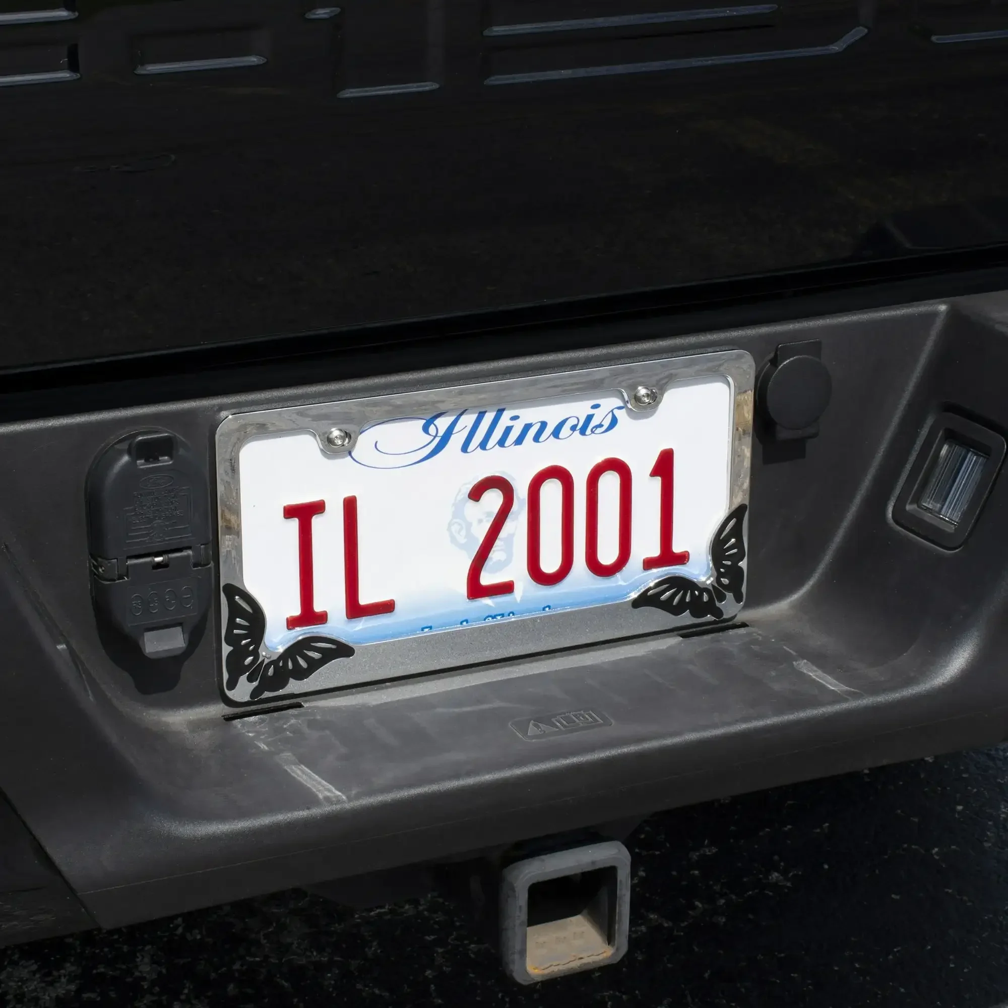 Universal Metal Black License Plate Frame - Butterfly Style, easy to install, weather resistant, long lasting durability.