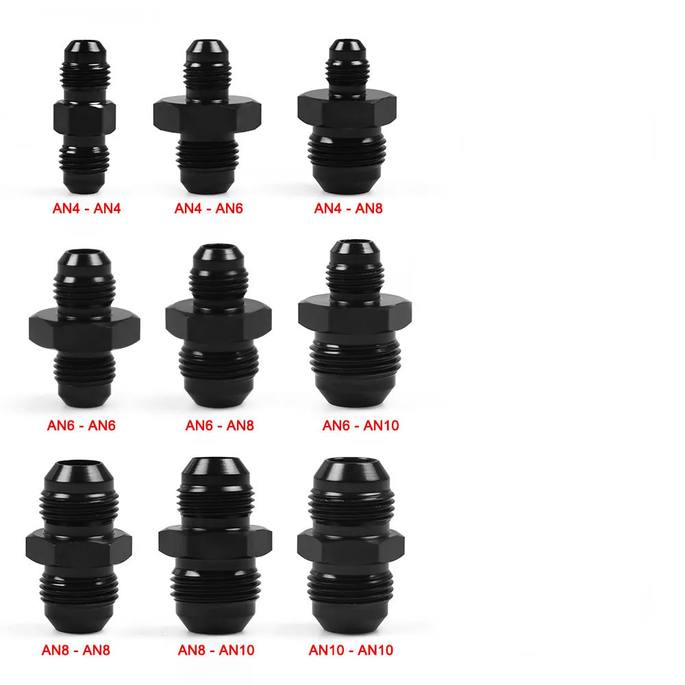 

AN Male Flare To AN Male Flare Union Coupler Fitting Black AN4 AN6 AN8 AN10 Straight Reducer Adapter Hose fittings