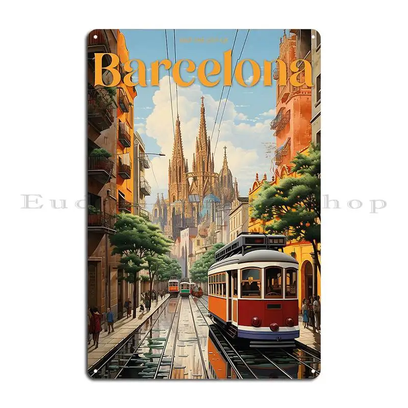 Visit The City Of Barcelona 4 Metal Sign Party Party Plates Pub Printed Club Tin Sign Poster