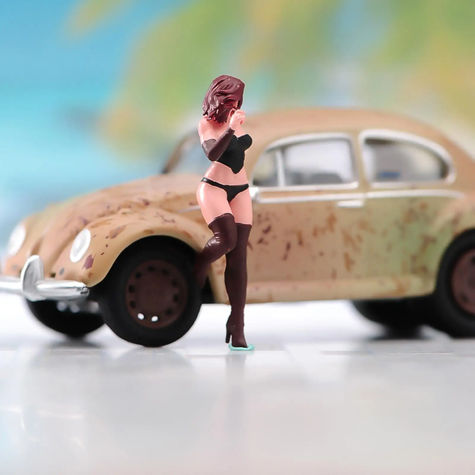 Modelo de Menina Sexy em Escala 1:64, Colecionável, Figura em Miniatura com Salto Alto, Modelos de Personagens 3D para Cenários em Miniatura