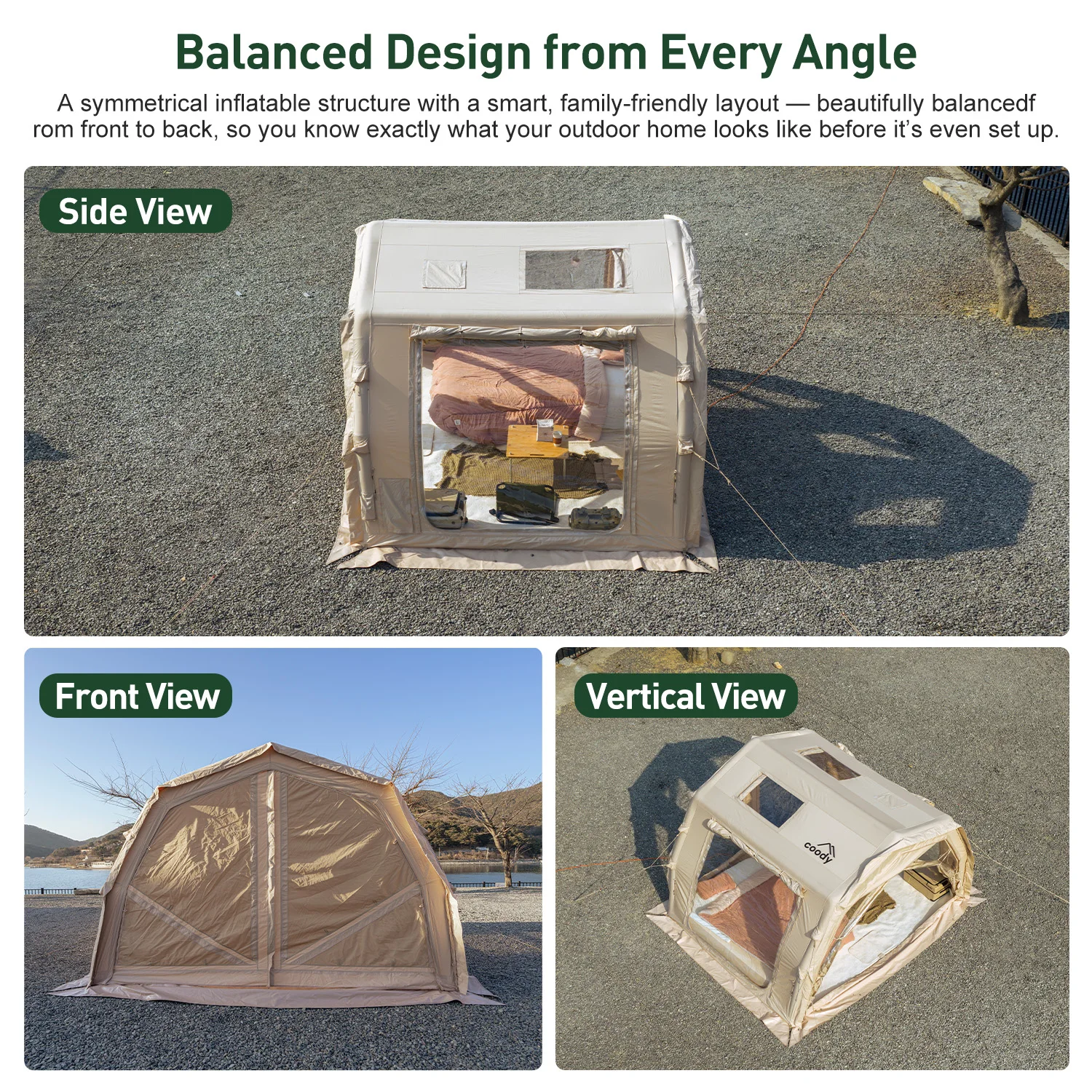 

10.0 Pro Air Tent-Beige Family Camping Cotton Waterproof Single-Layer Camping Tent Portable 2-4 Person Inflatable Tent