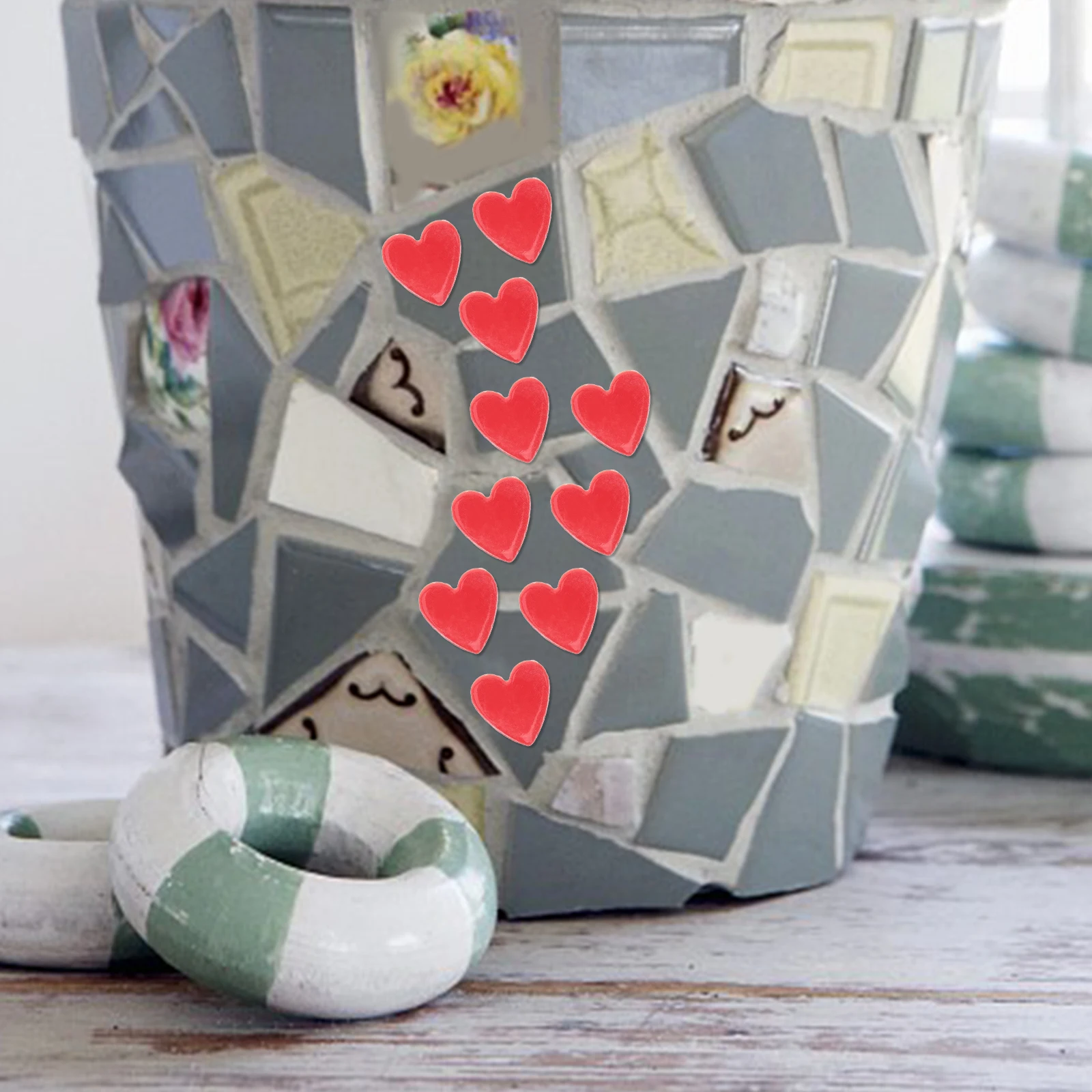 1 Zestaw Ceramicznych Mozaikowych Płyt w Kształcie Serca, Gładkie, z Płaskim Tyłem, do Rękodzieła DIY, Elementy Dekoracyjne, Płytki Lustrzane, Różne Kolory