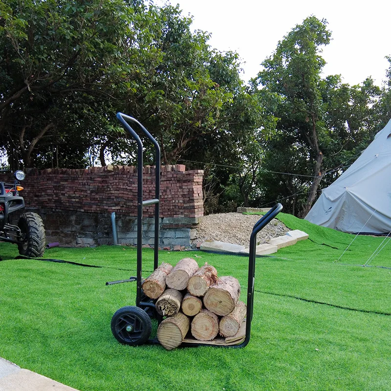 Hand-pushed mobile wood truck, heavy-duty basket design, outdoor log frame with wheels