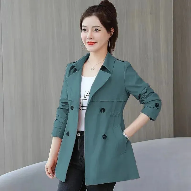 2026Spring Autumn New Trench Coat Women's Medium Waist Outerwear Temperament Windbreaker High-End Drape Female Overcoat Tops