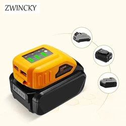 For DEWALT，DCB090 Dual USB Phone Power Source Adapter Batteries Charging Converter 14.4V 18V 20V Charges USB Compatible Devices