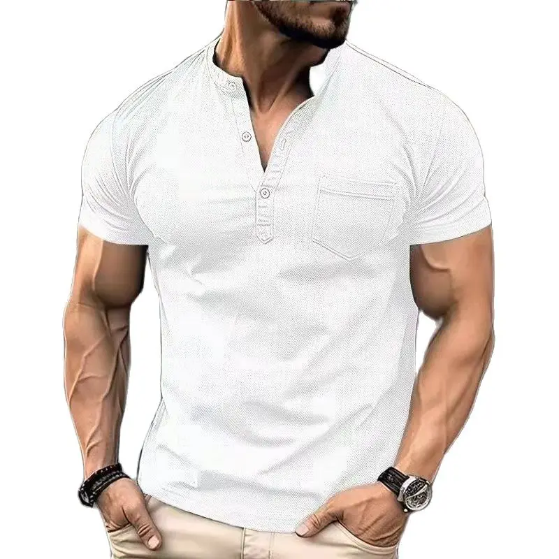 

Summer new men's casual short-sleeved Polo shirt High quality fashion stand collar T-shirt men's breathable Polo shirt men's clo