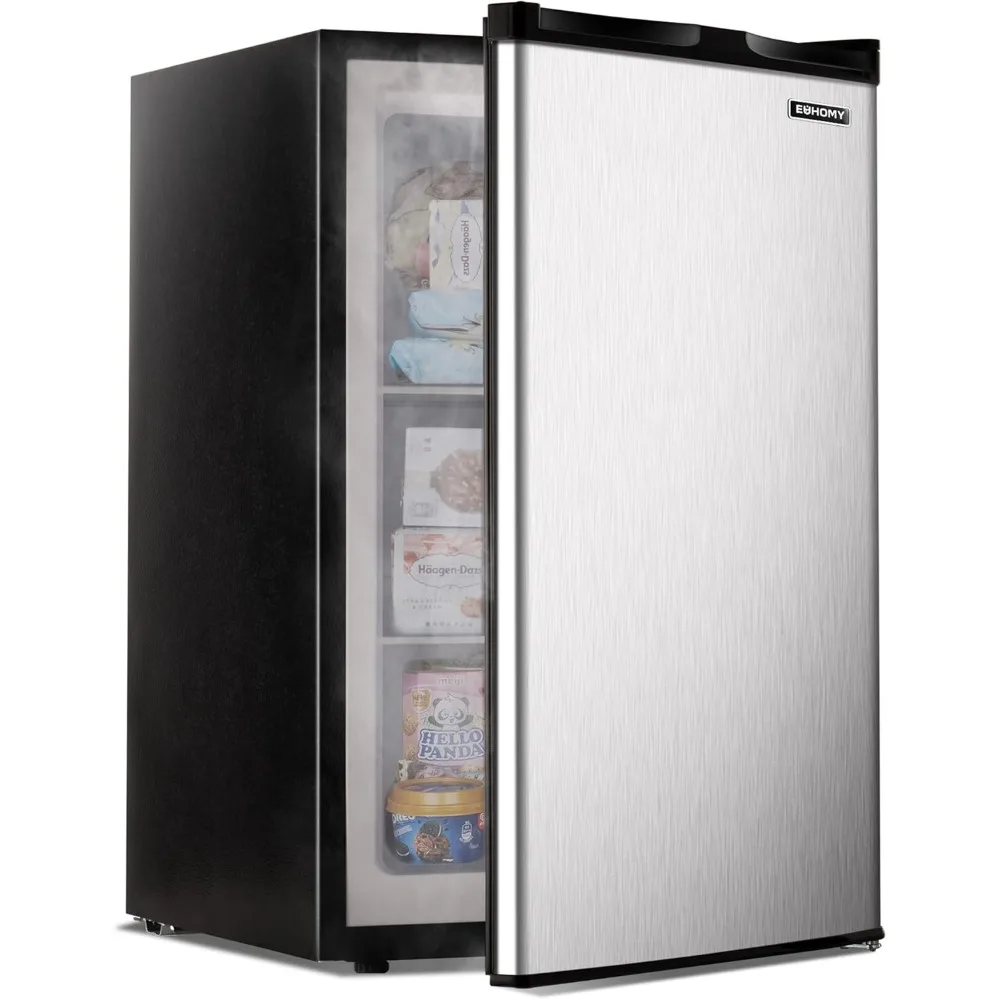 

Upright freezer, 3.0 Cubic Feet, Single Door Compact Mini Freezer with Reversible Stainless Steel Door