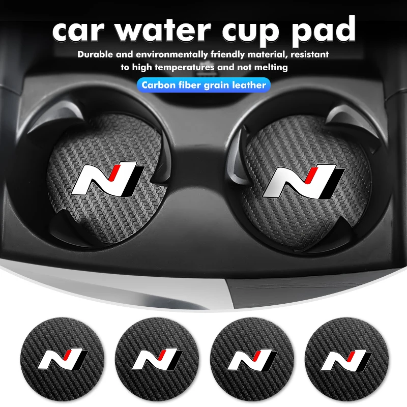Para hyundai 2 pçs estilo do carro coaster esteira de fibra de carbono suporte de copo esteira antiderrapante acessórios n linha i20 i30 sonata tucson azera