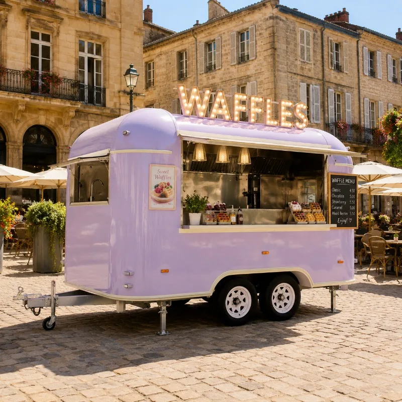 Carrito de Comida Rápida, Personalizado, Totalmente Equipado, Cocina Móvil para Pizza, Hamburguesas, Tacos, BBQ, Camioneta de Comida